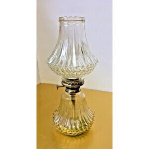 Vtg Lamplight Farms Diamond Cut Crystal Oil Burning Lamp ( Made In Austria)